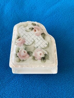 Piano Shape Trinket Box Hand Painted Vintage